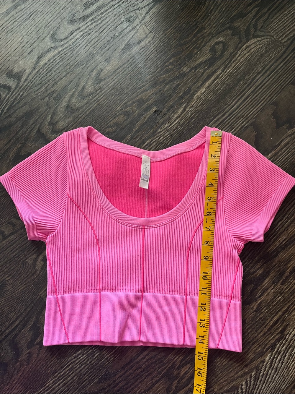 Aerie Offline Seamless Corset Ribbed Stretch Crop Top Size M Hot Pink Barbie - Picture 3 of 6